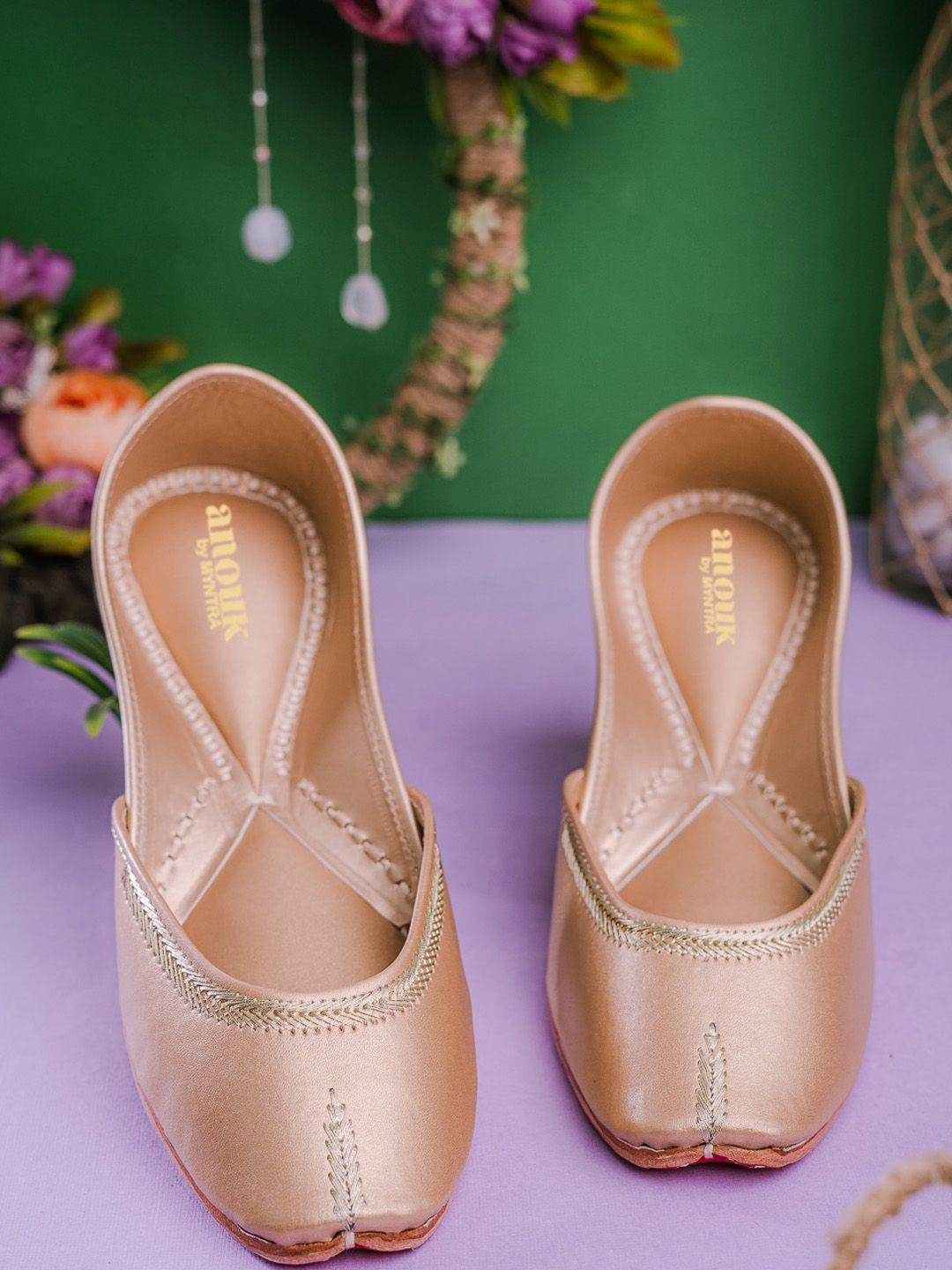 anouk women gold-toned ballerinas flats