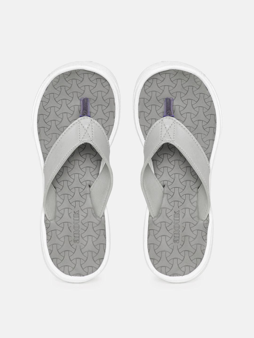 anouk women grey solid thong flip-flops