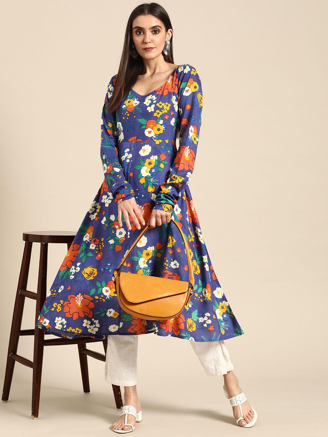 anouk women multicoloured floral printed floral kurta