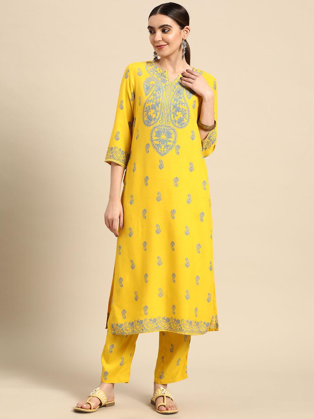 anouk women paisley printed kurta with trousers