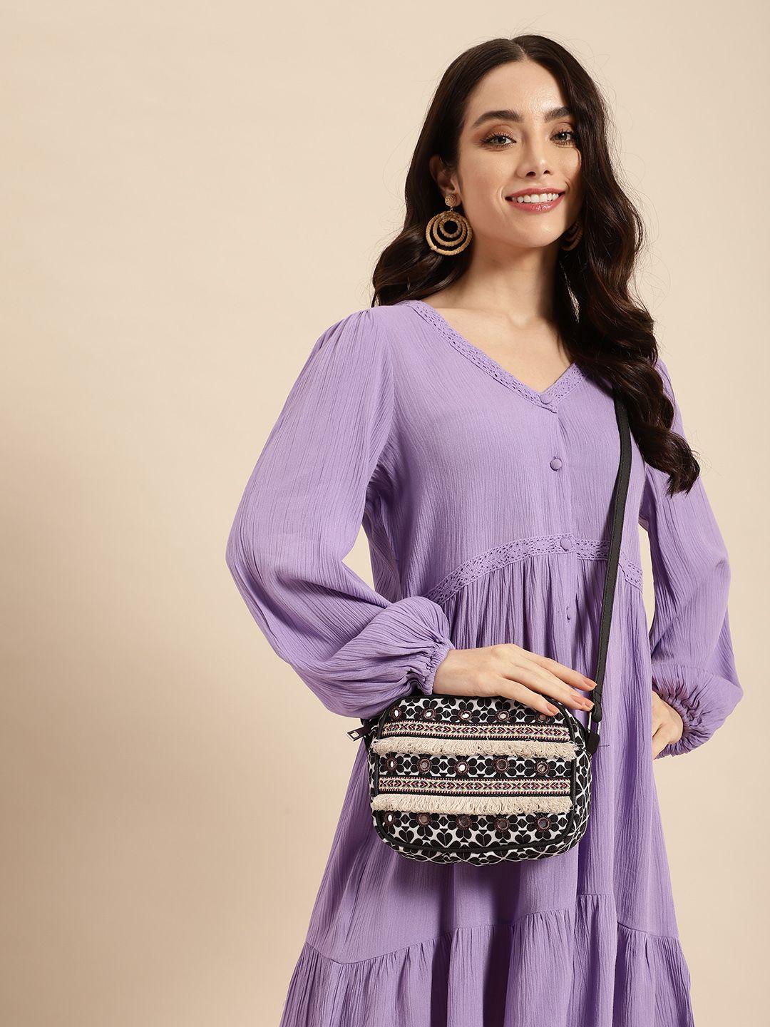 anouk women printed & embellished sling bag