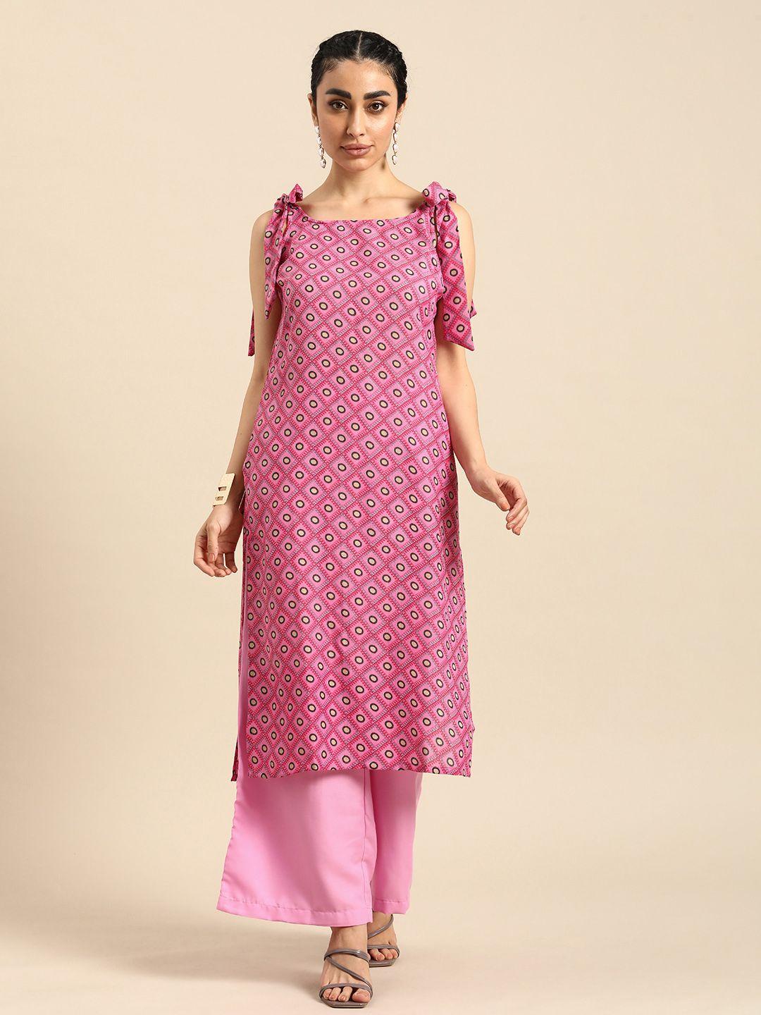 anouk women printed kurta with palazzos