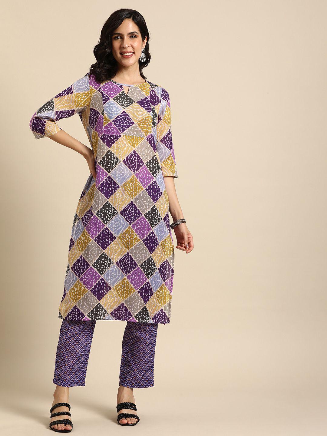 anouk women printed regular kurta with trousers