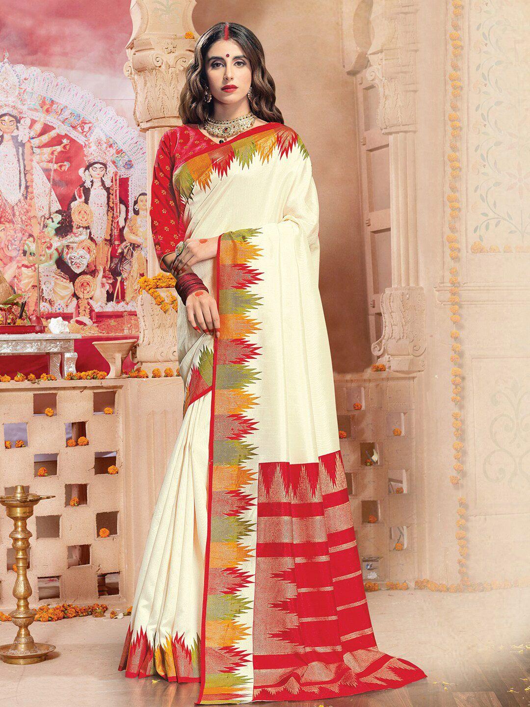 anouk woven design border zari silk blend saree