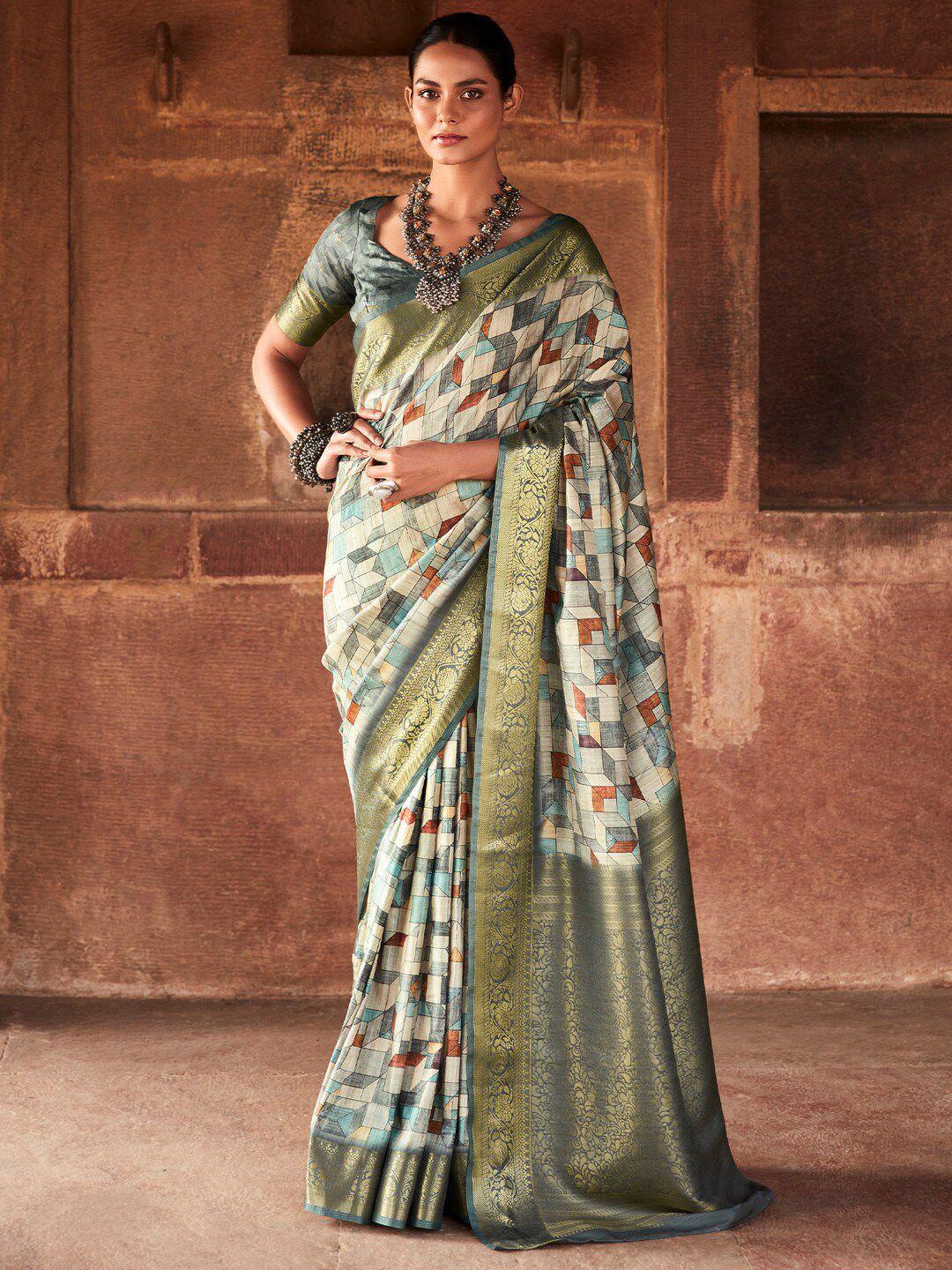 anouk woven design geometric designer banarasi saree