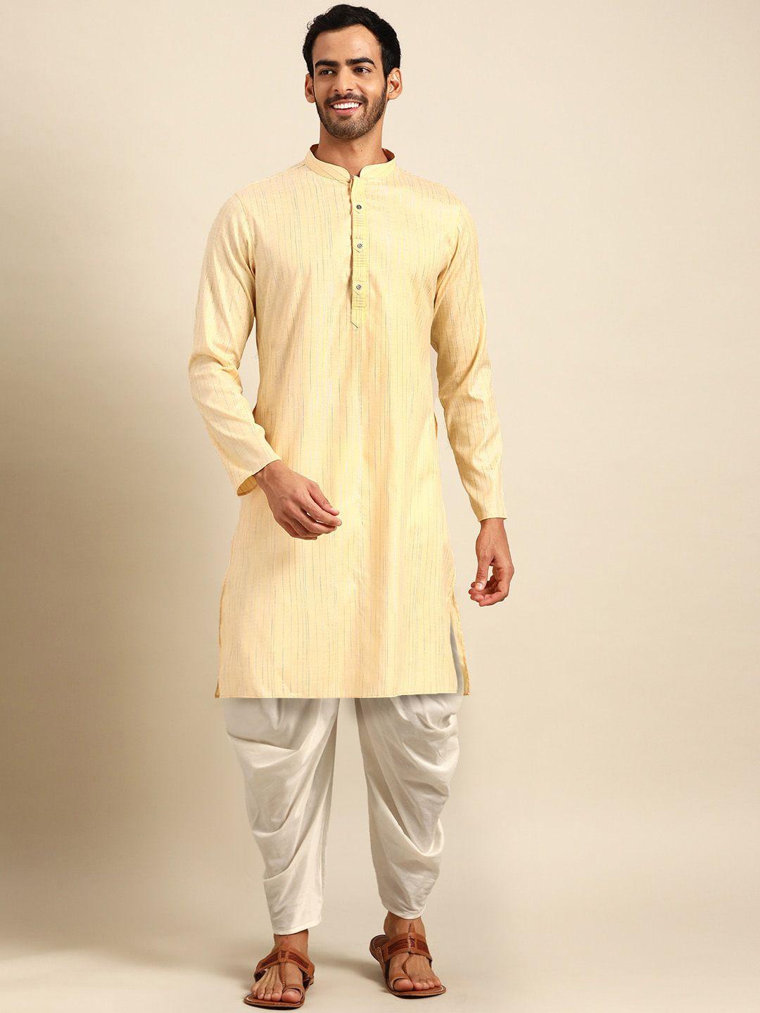 anouk woven design mandarin collar regular kurta with dhoti pants