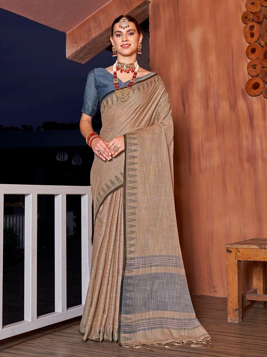 anouk woven design pure linen saree
