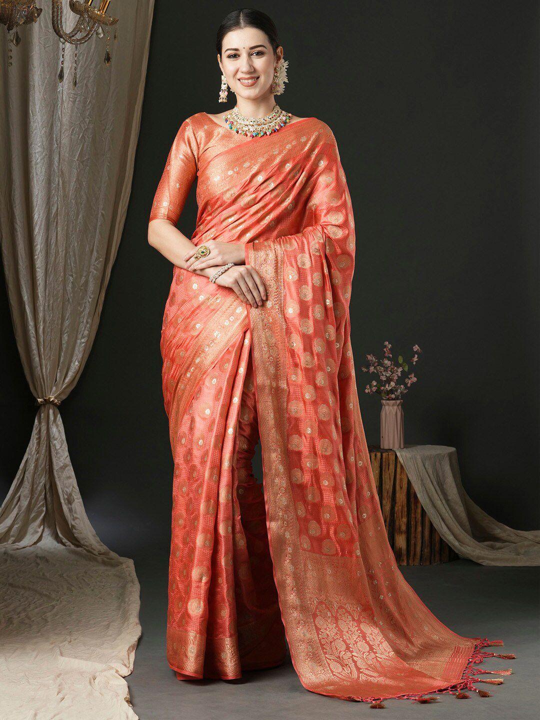 anouk woven design satin banarasi saree