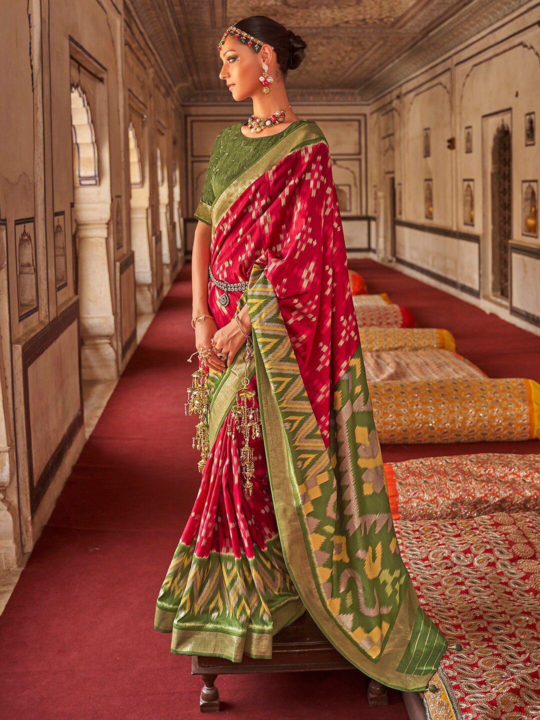 anouk woven design zari ikat saree