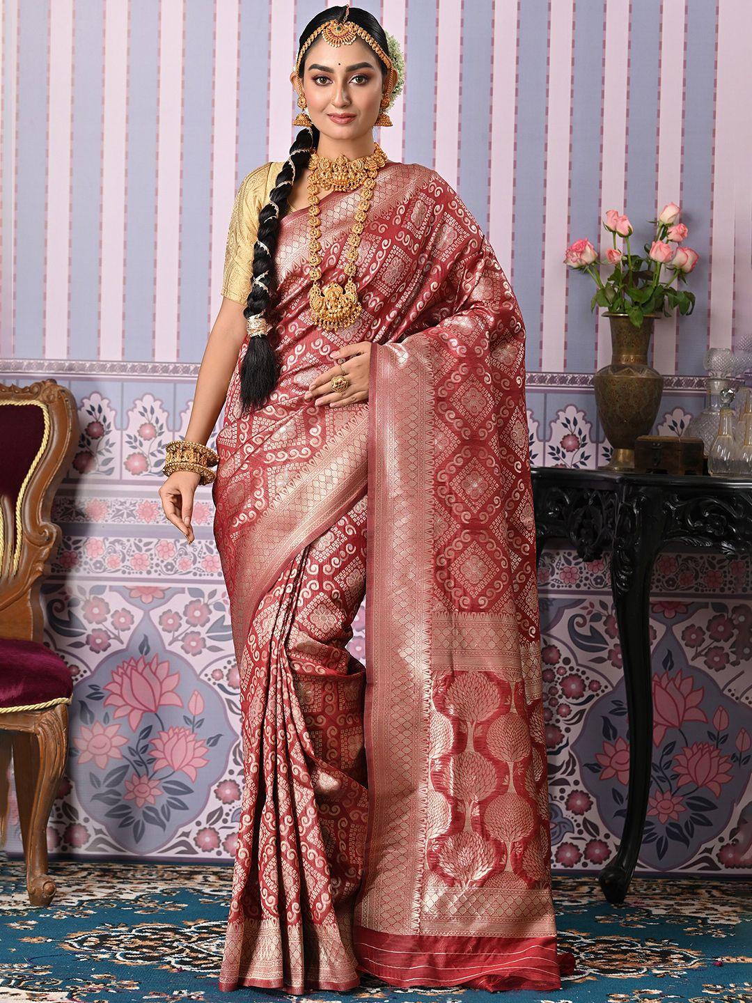 anouk woven design zari linen blend saree