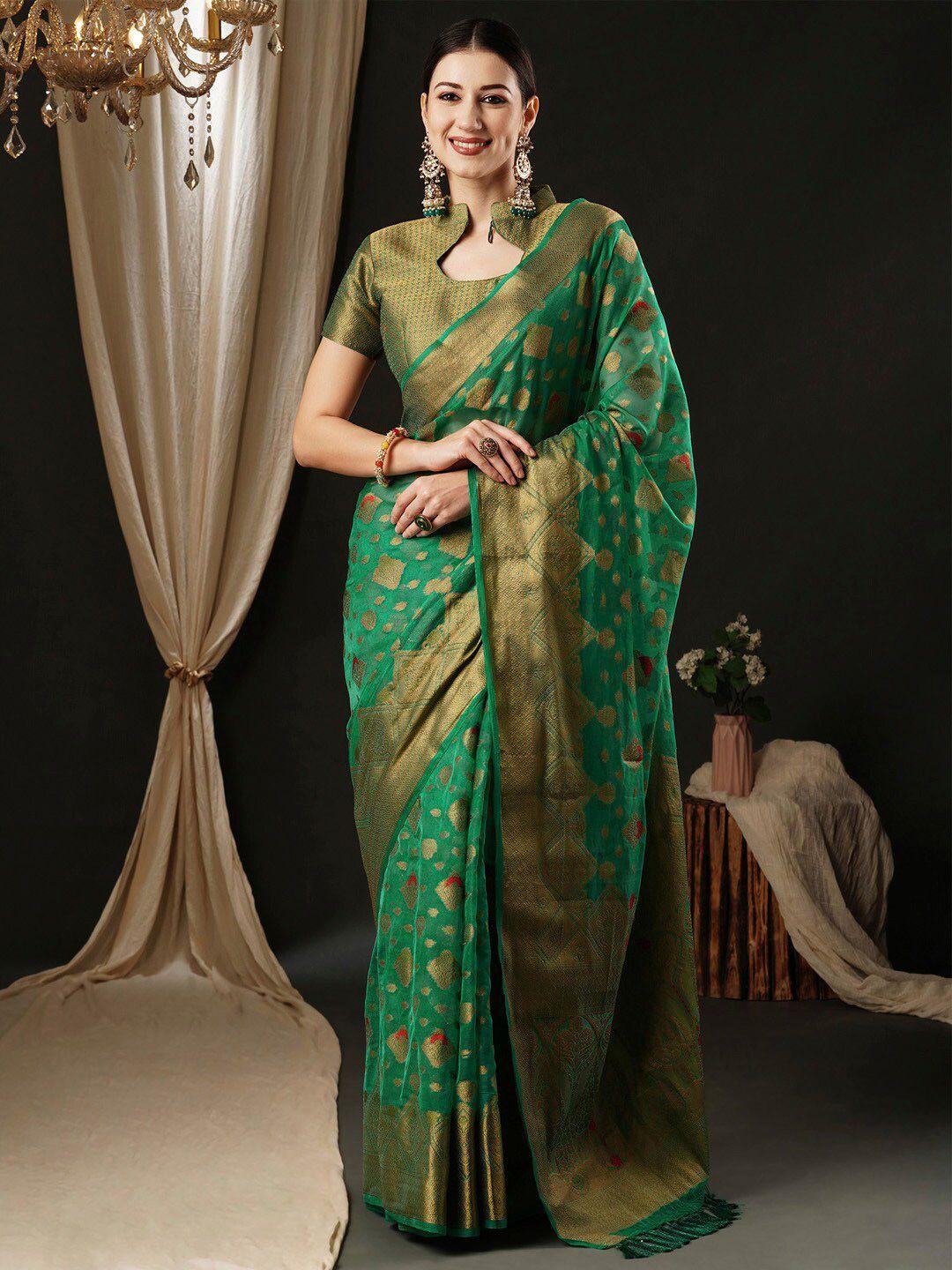 anouk woven design zari organza banarasi saree