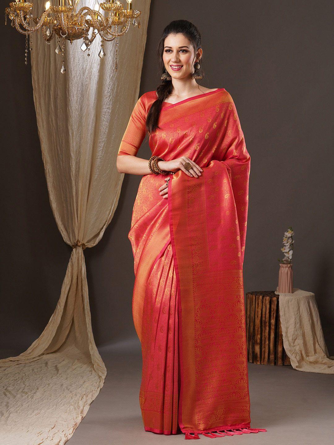 anouk woven design zari pure georgette kanjeevaram saree