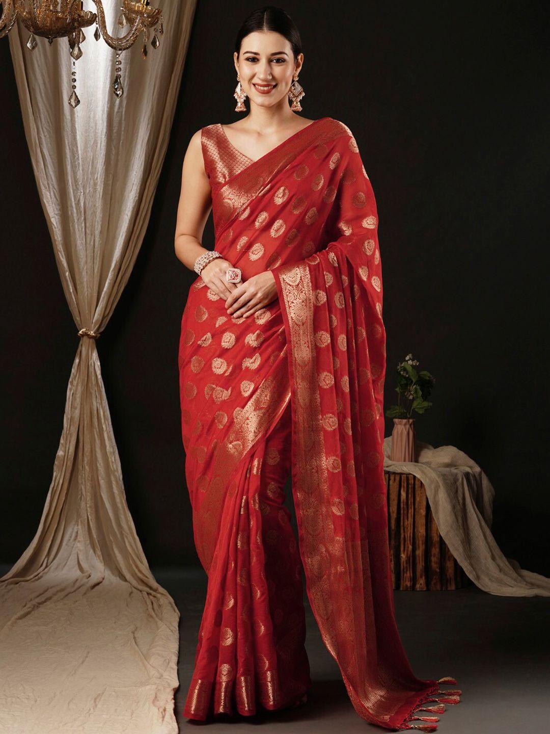 anouk woven design zari pure georgette kanjeevaram saree