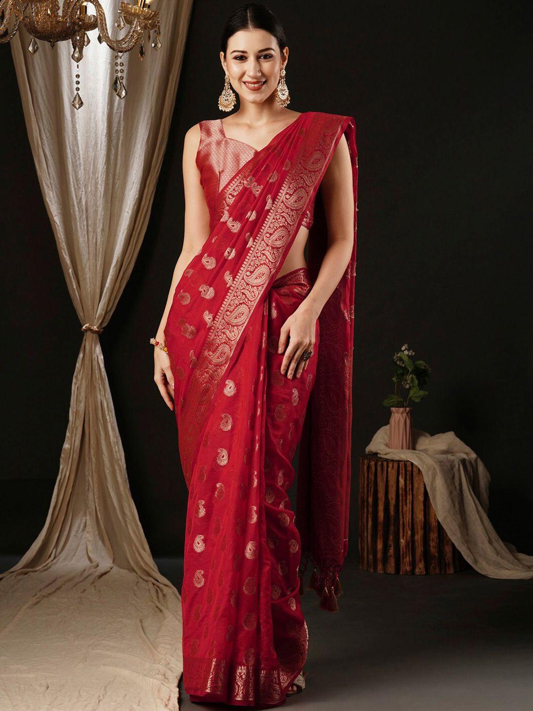 anouk woven design zari pure georgette kanjeevaram saree