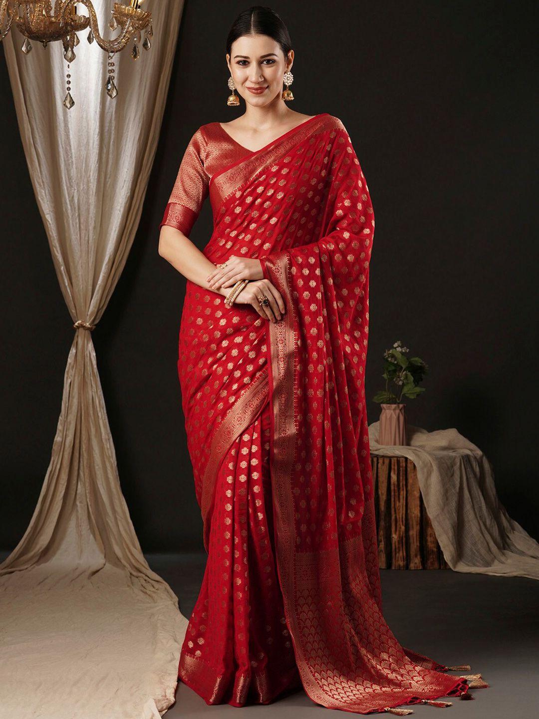 anouk woven design zari pure georgette kanjeevaram saree