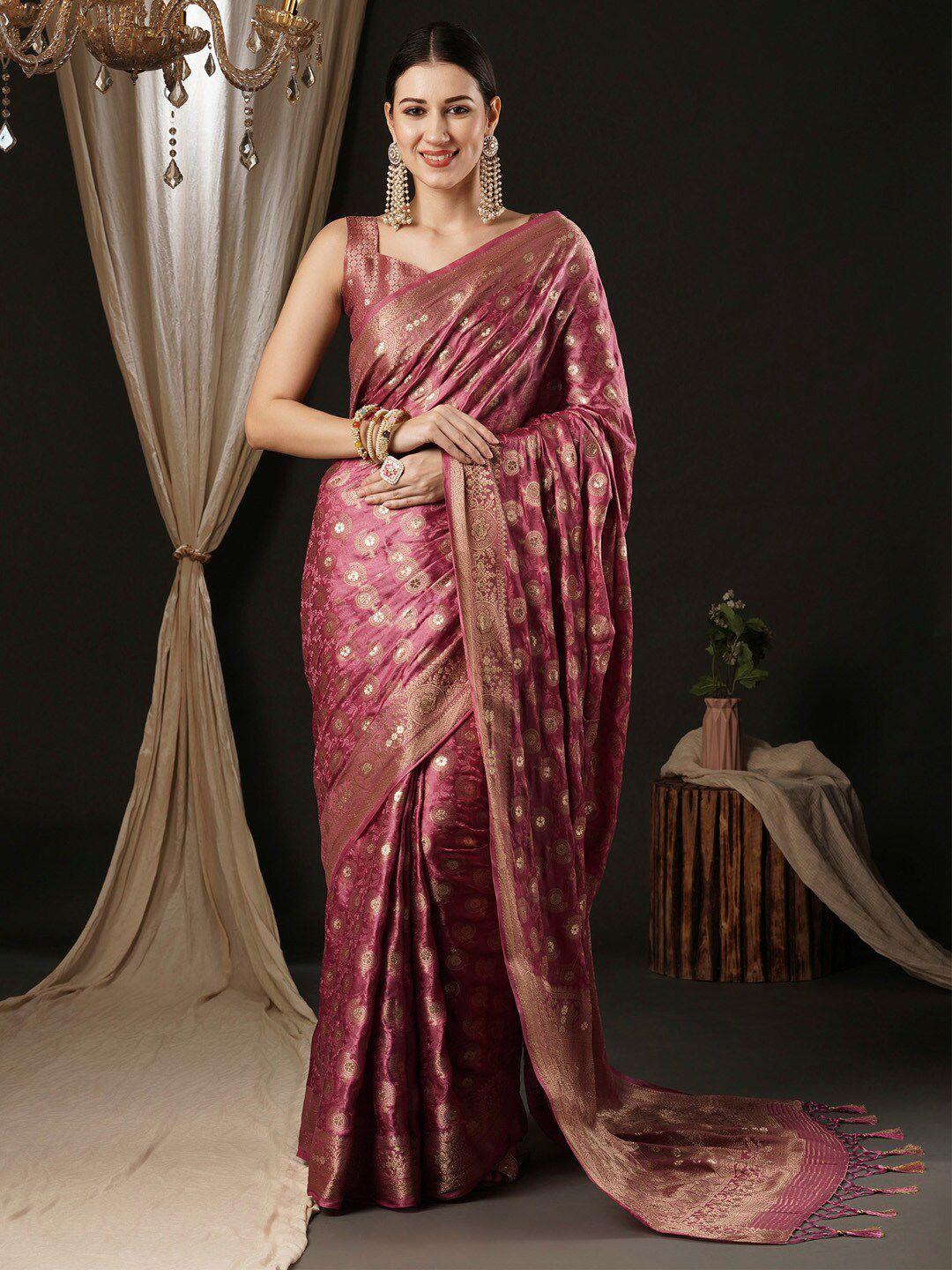 anouk woven design zari satin banarasi saree