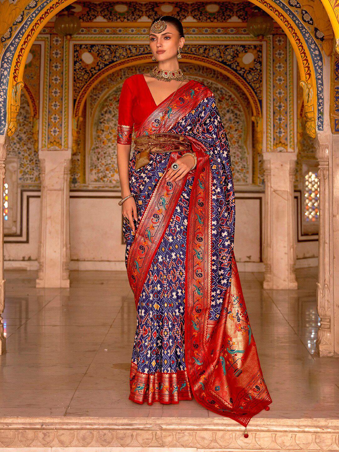 anouk woven design zari silk blend patola saree