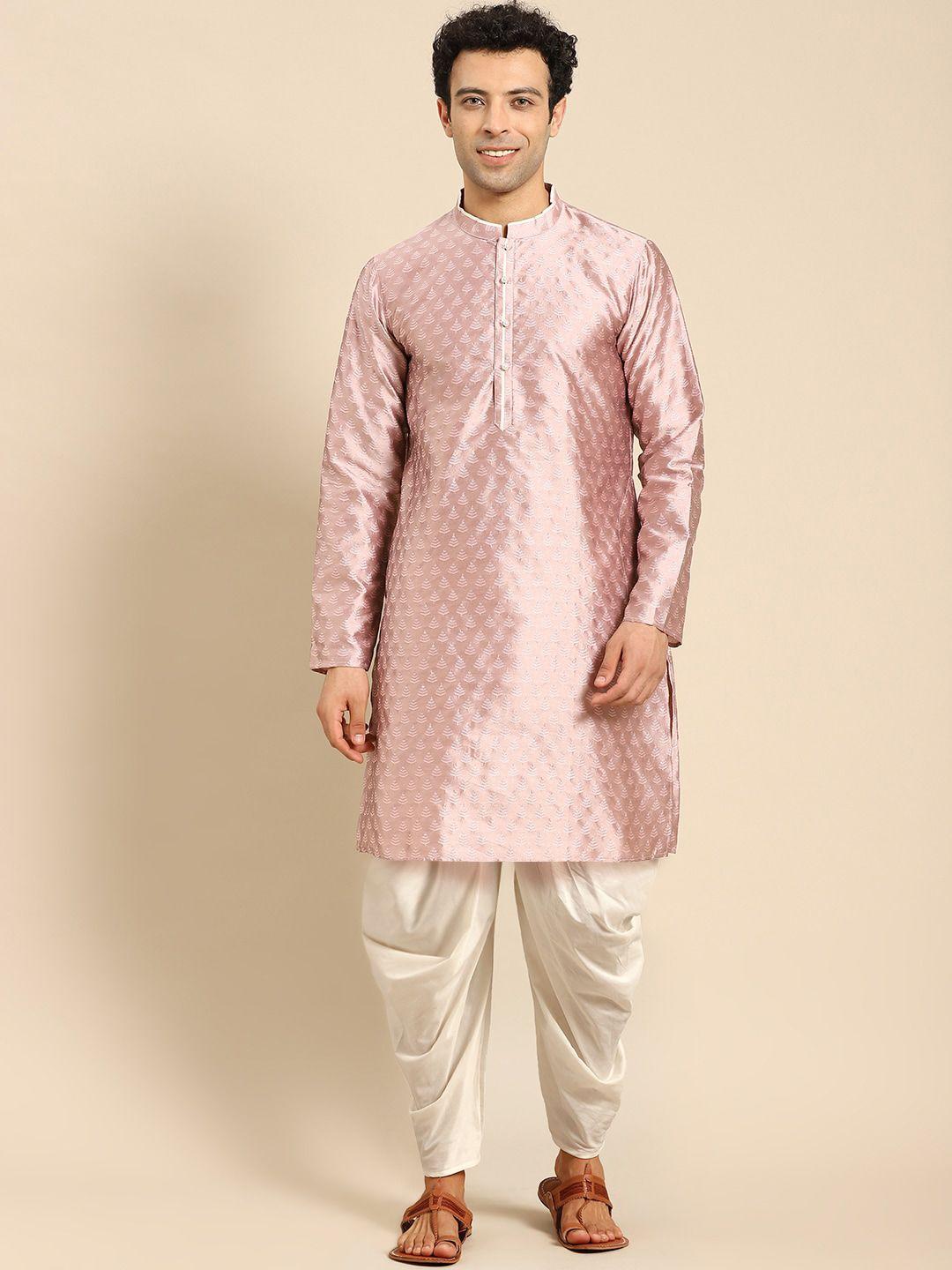 anouk woven designed regular kurta with dhoti pants