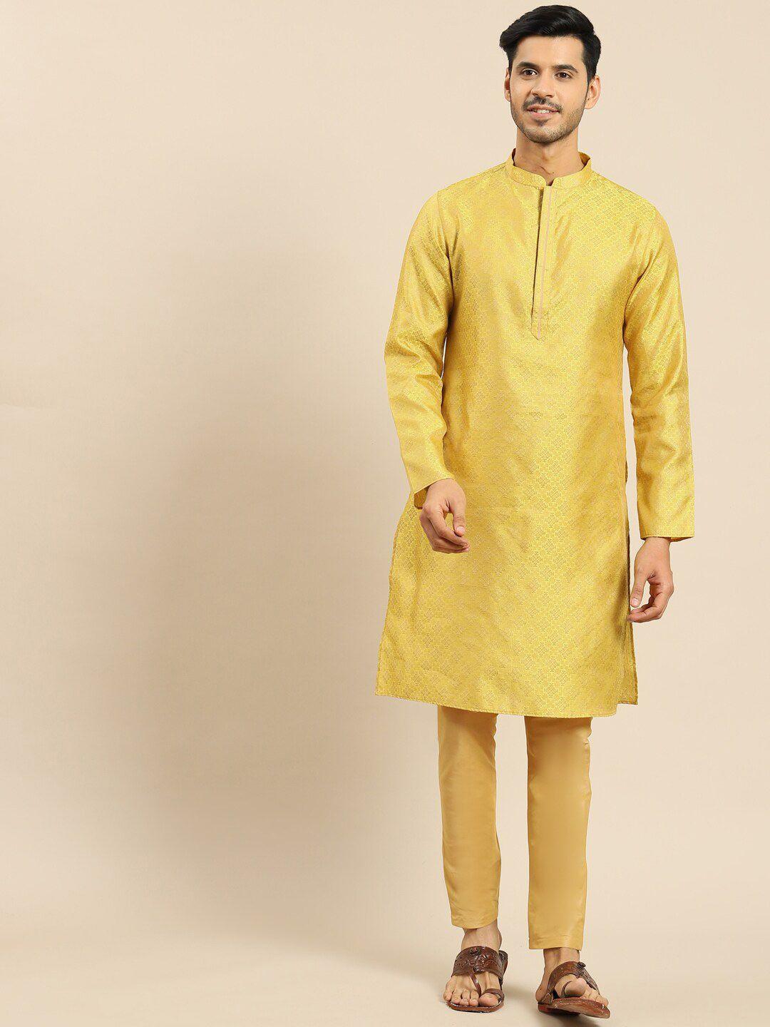 anouk woven designed regular kurta with trousers