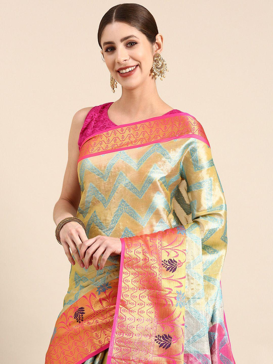 anouk zari silk blend saree