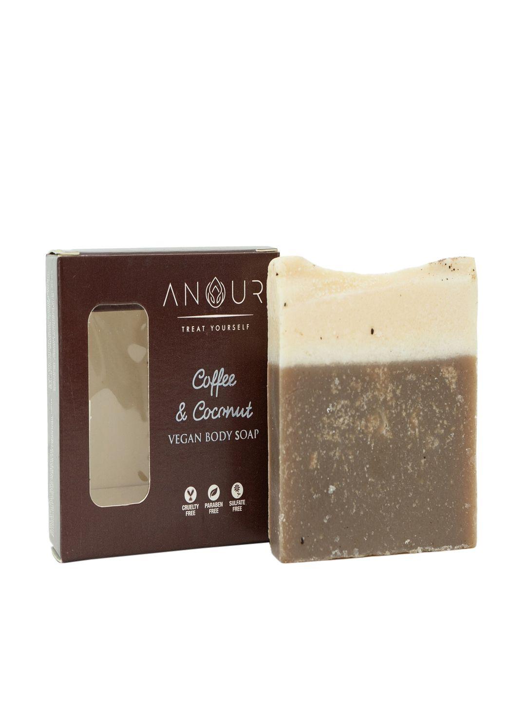 anour coffee & coconut natural vegan cold-pressed bathing soap - 100g