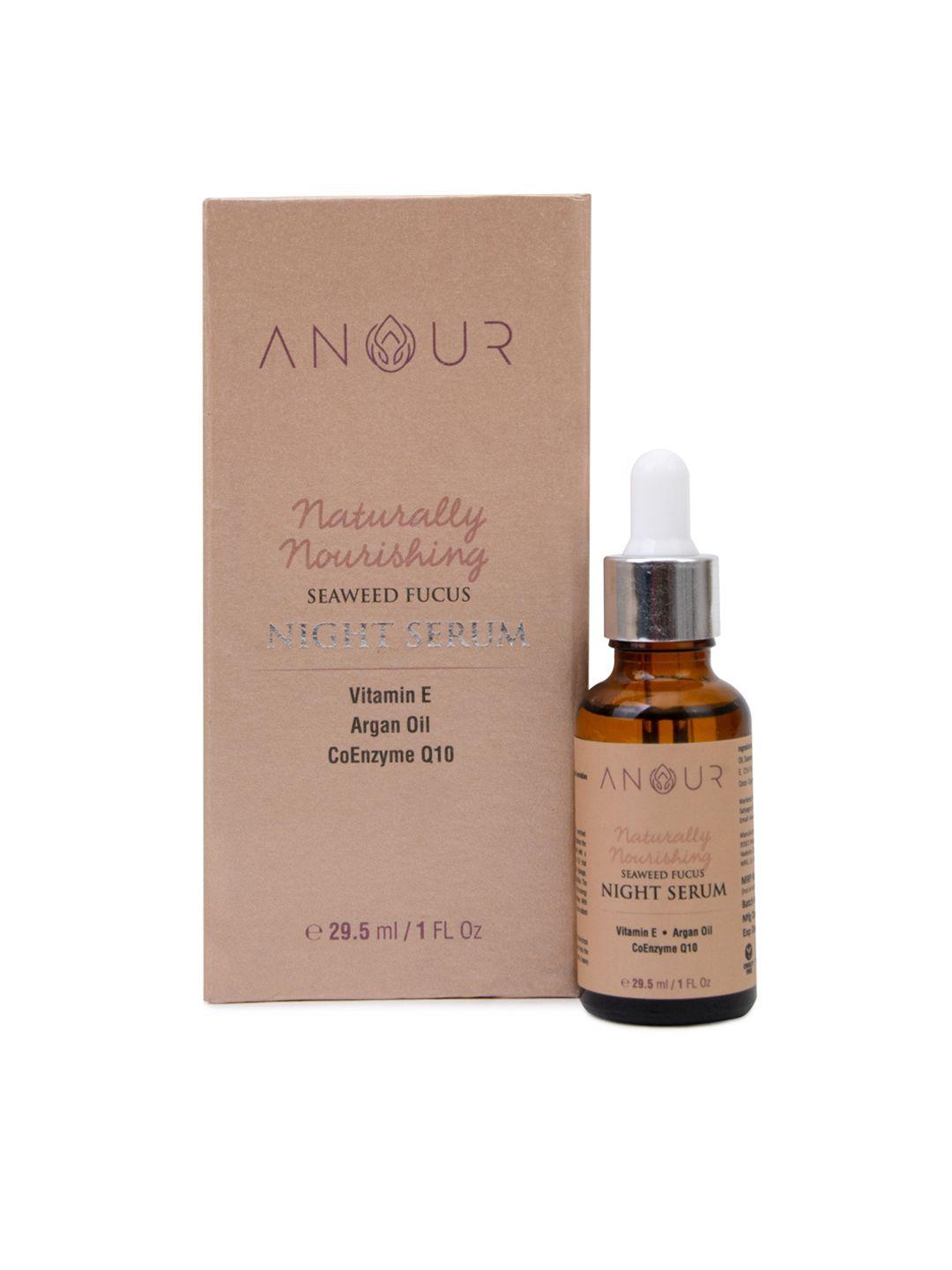 anour naturally nourishing seaweed fucus night serum with vitamin e & argan oil - 29.5ml