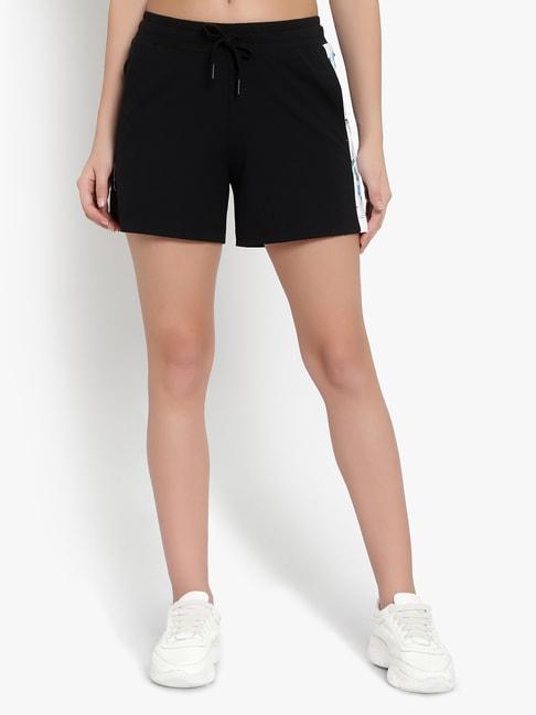 anta black printed sports shorts