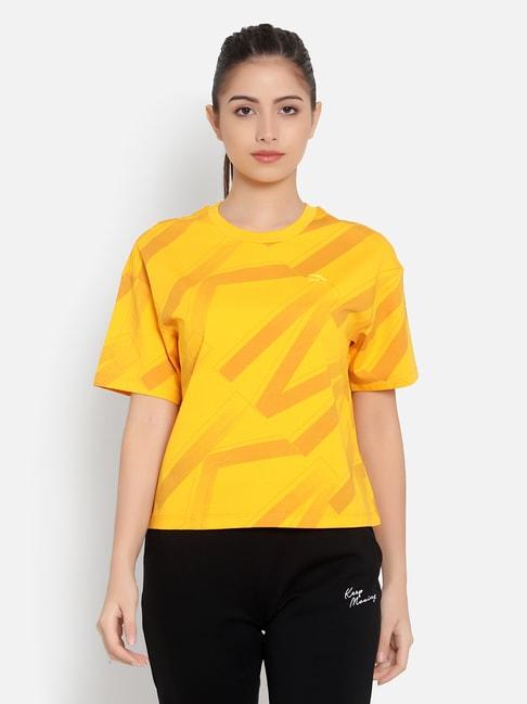 anta yellow cotton printed sports t-shirt