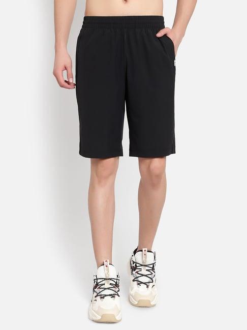 anta black regular fit sports shorts