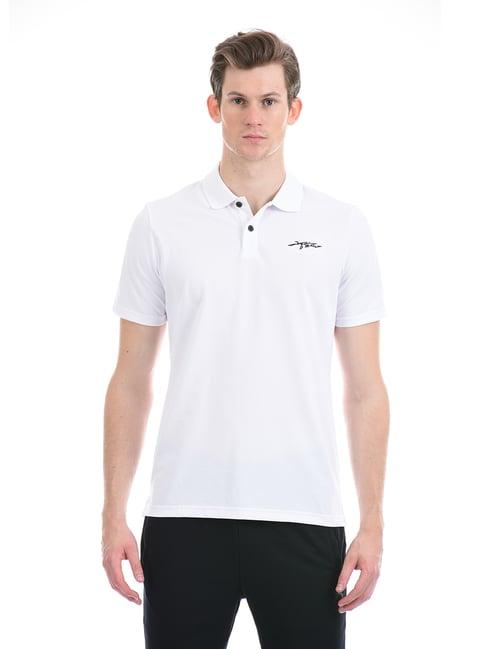anta bright white regular fit polo t-shirt