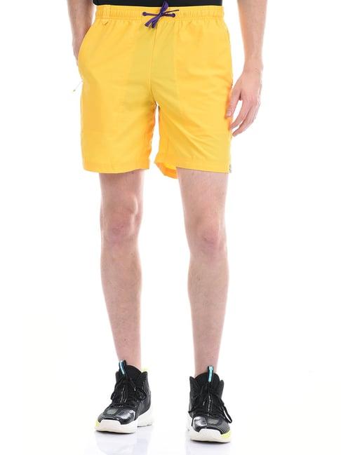 anta dark yellow relaxed fit sports shorts