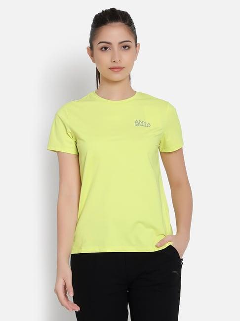 anta green regular fit sports t-shirt