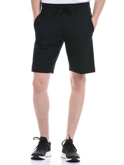 anta jet black relaxed fit printed shorts