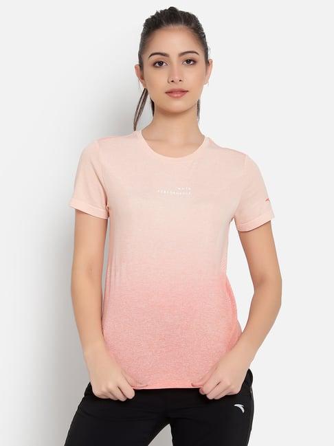 anta pink & peach printed sports t-shirt