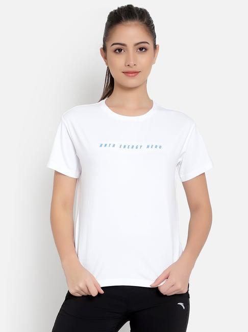 anta white printed sports t-shirt