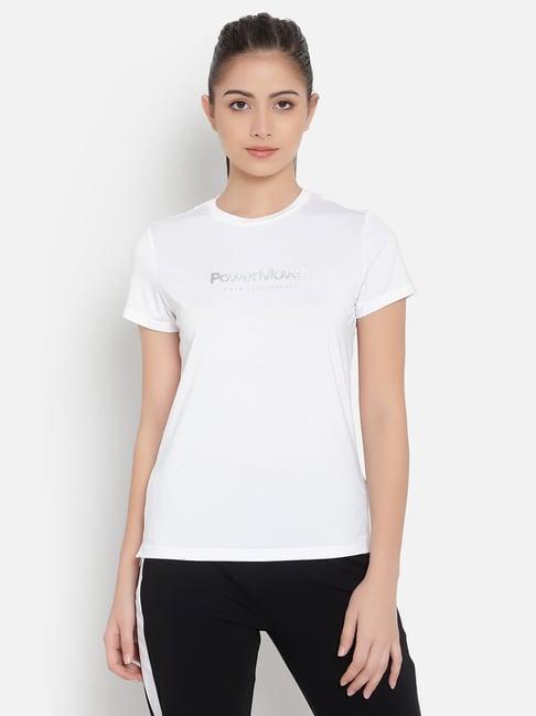 anta white printed sports t-shirt