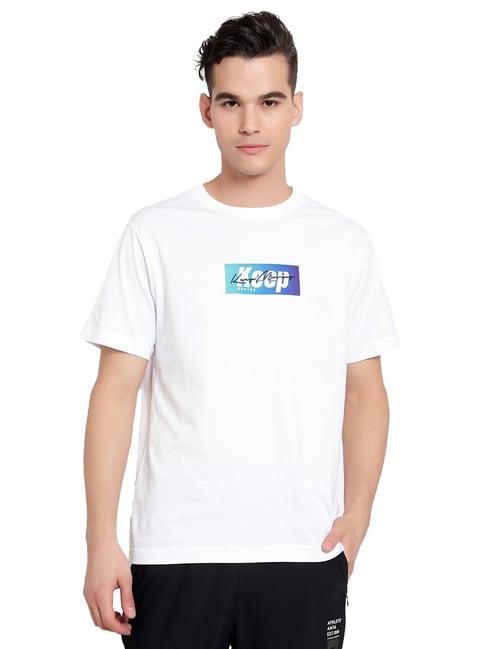 anta white regular fit printed crew t-shirt