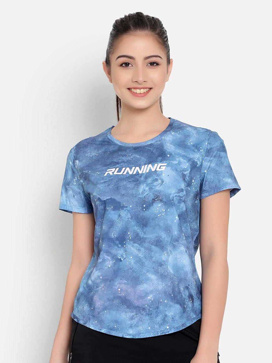 anta women blue typography printed t-shirt