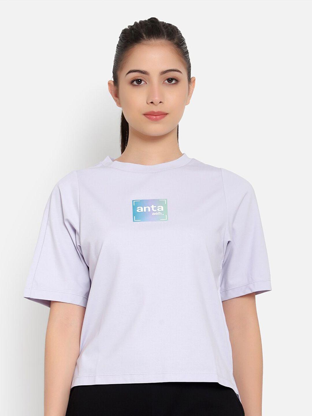 anta women purple typography printed t-shirt