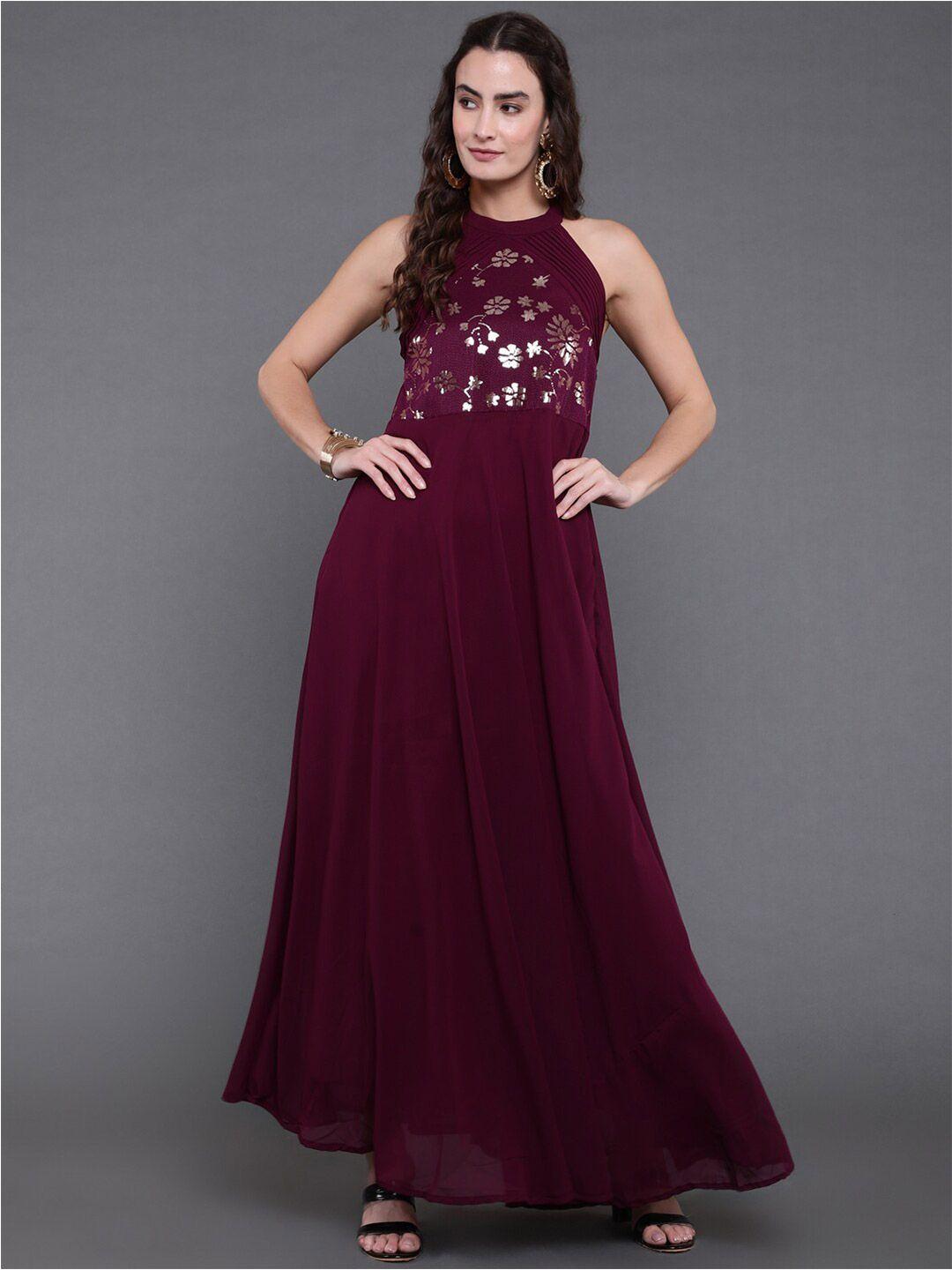 antaran embellished sequined georgette maxi dress