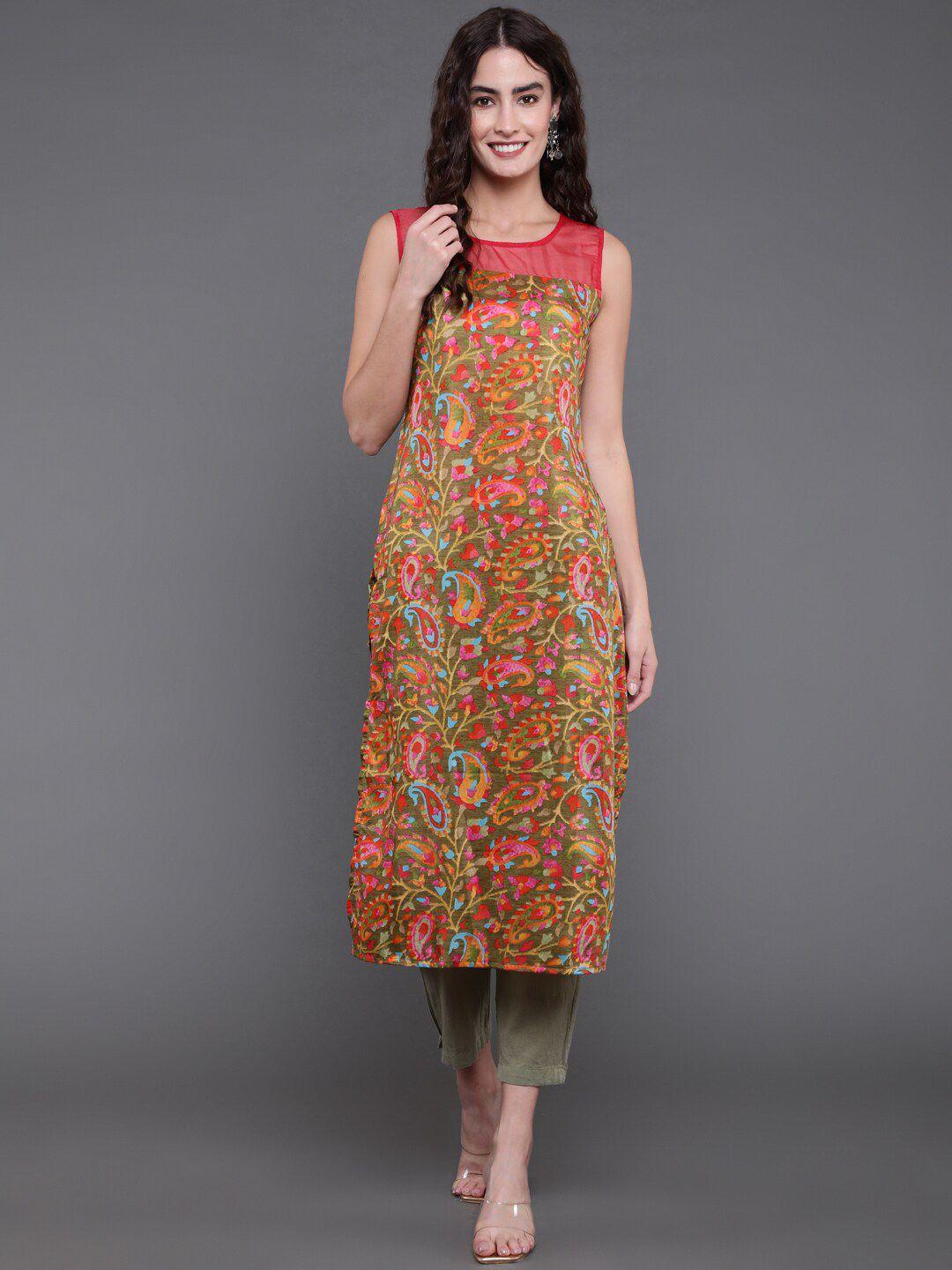 antaran ethnic motif printed sleeveless kurta