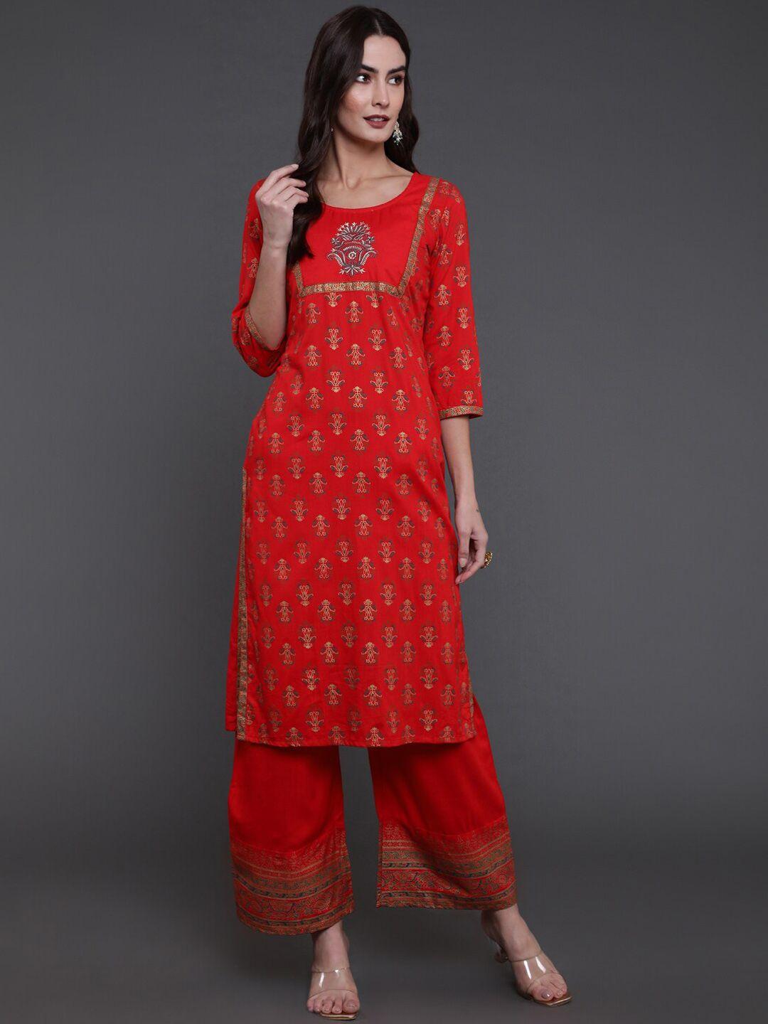 antaran floral printed straight kurta with palazzos