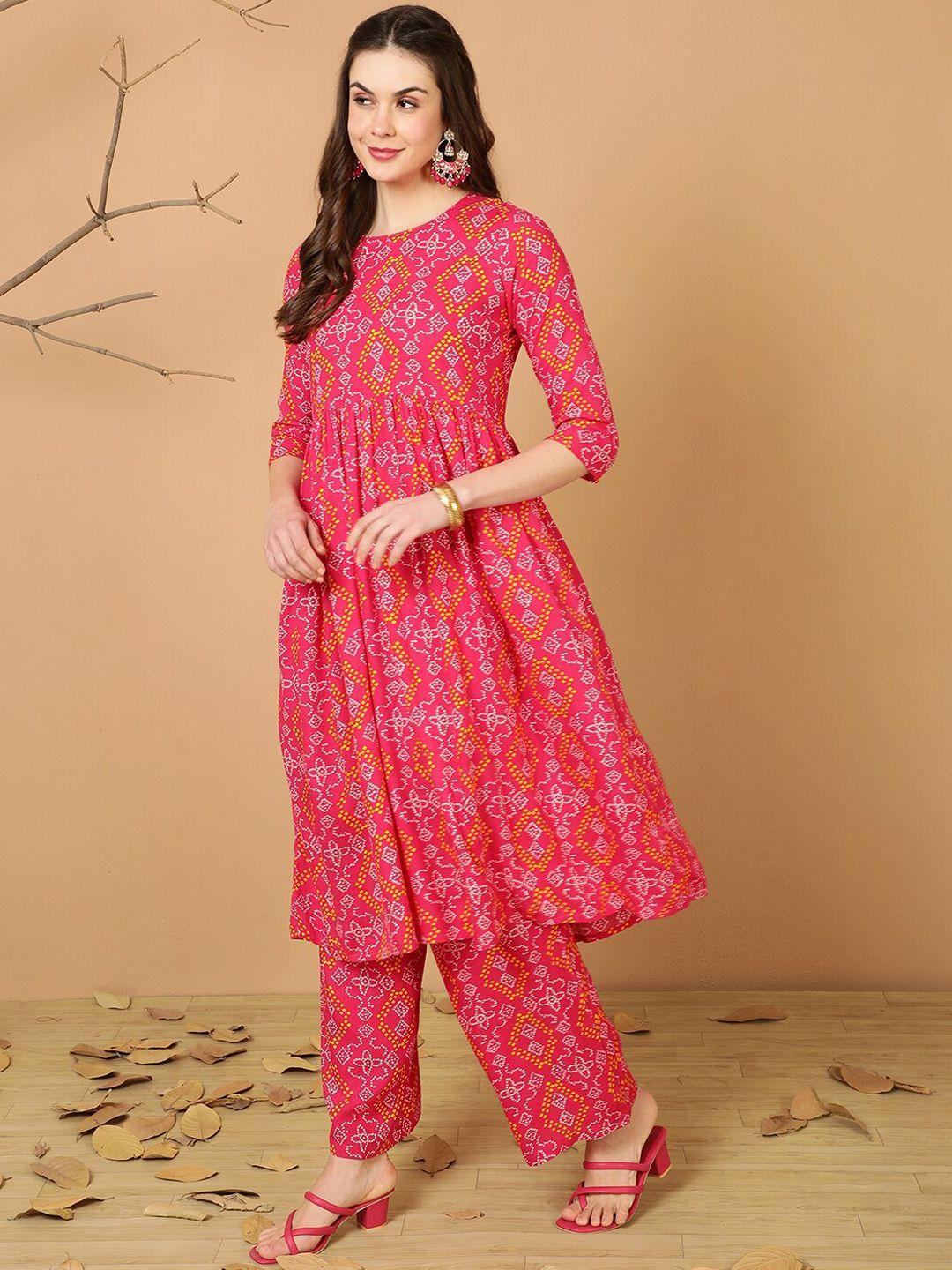 antaran women floral printed empire pure cotton kurta with trousers