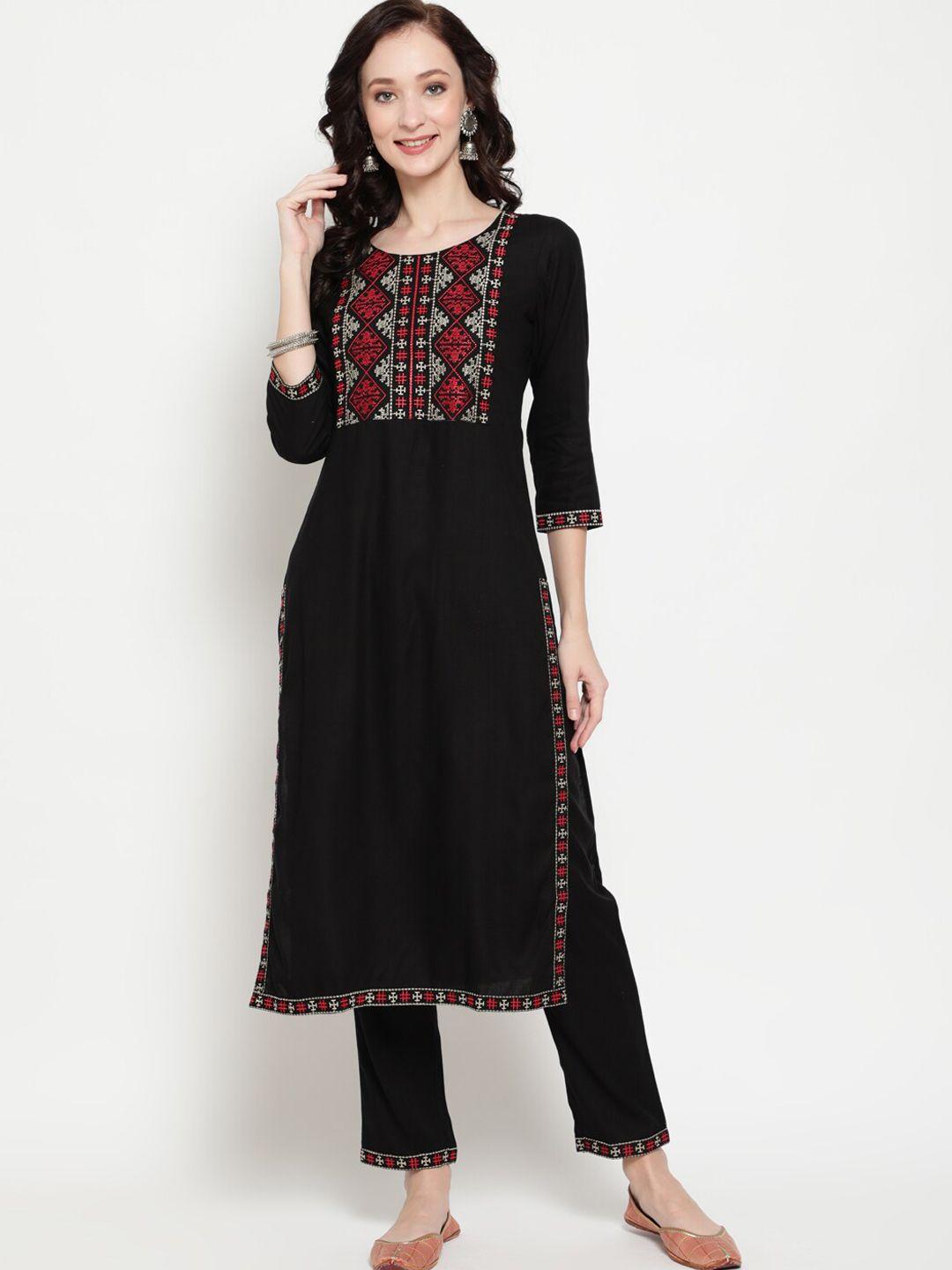 antaran women geometric embroidered kurta with trousers