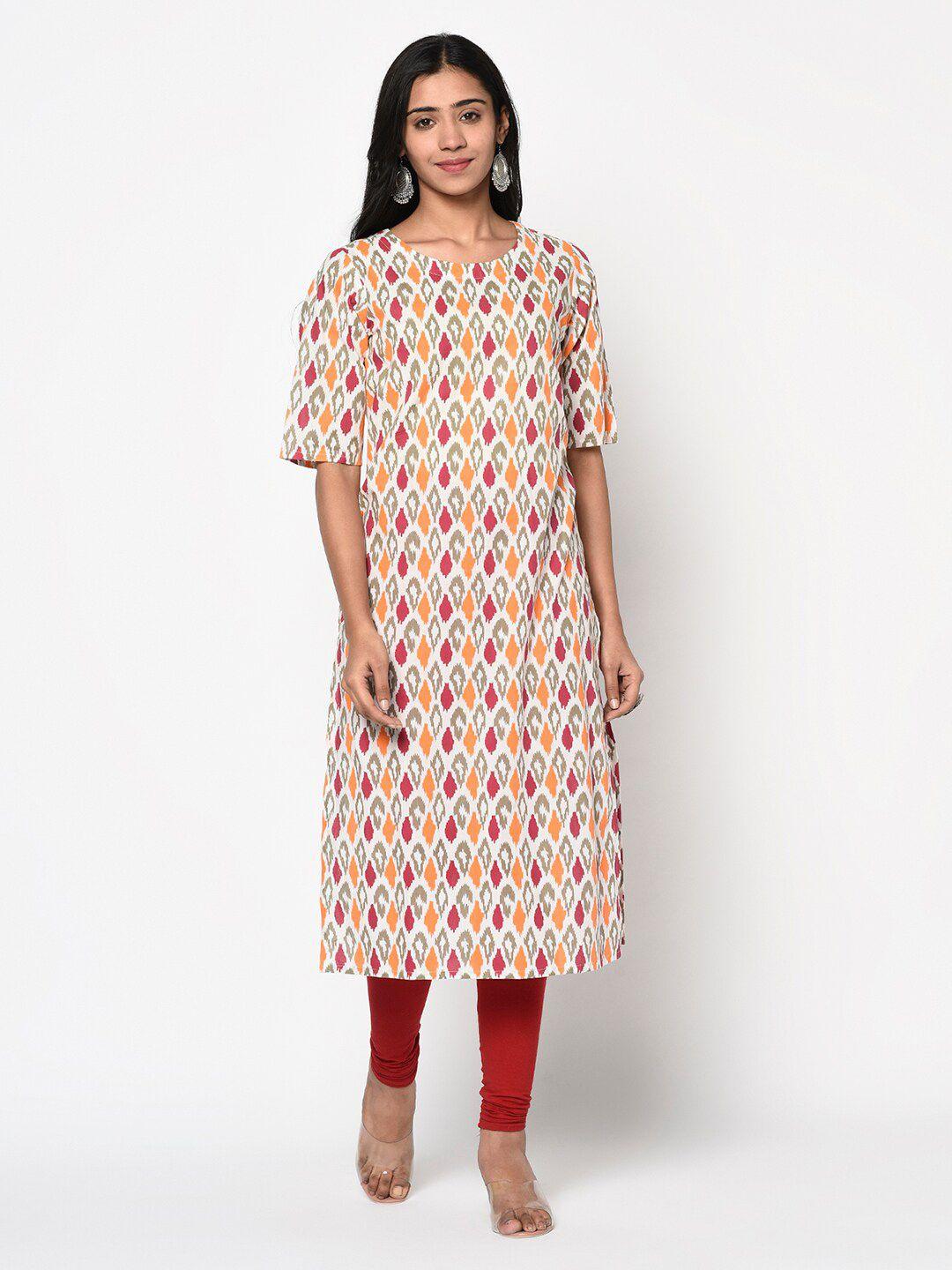 antaran women multicoloured printed pure cotton kurta