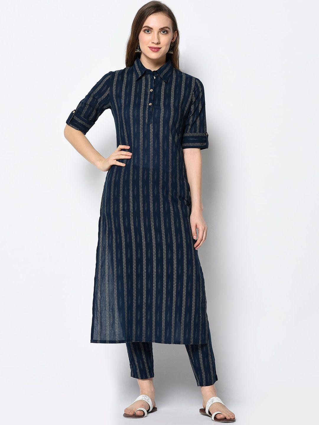 antaran women striped pure cotton kurta with trousers