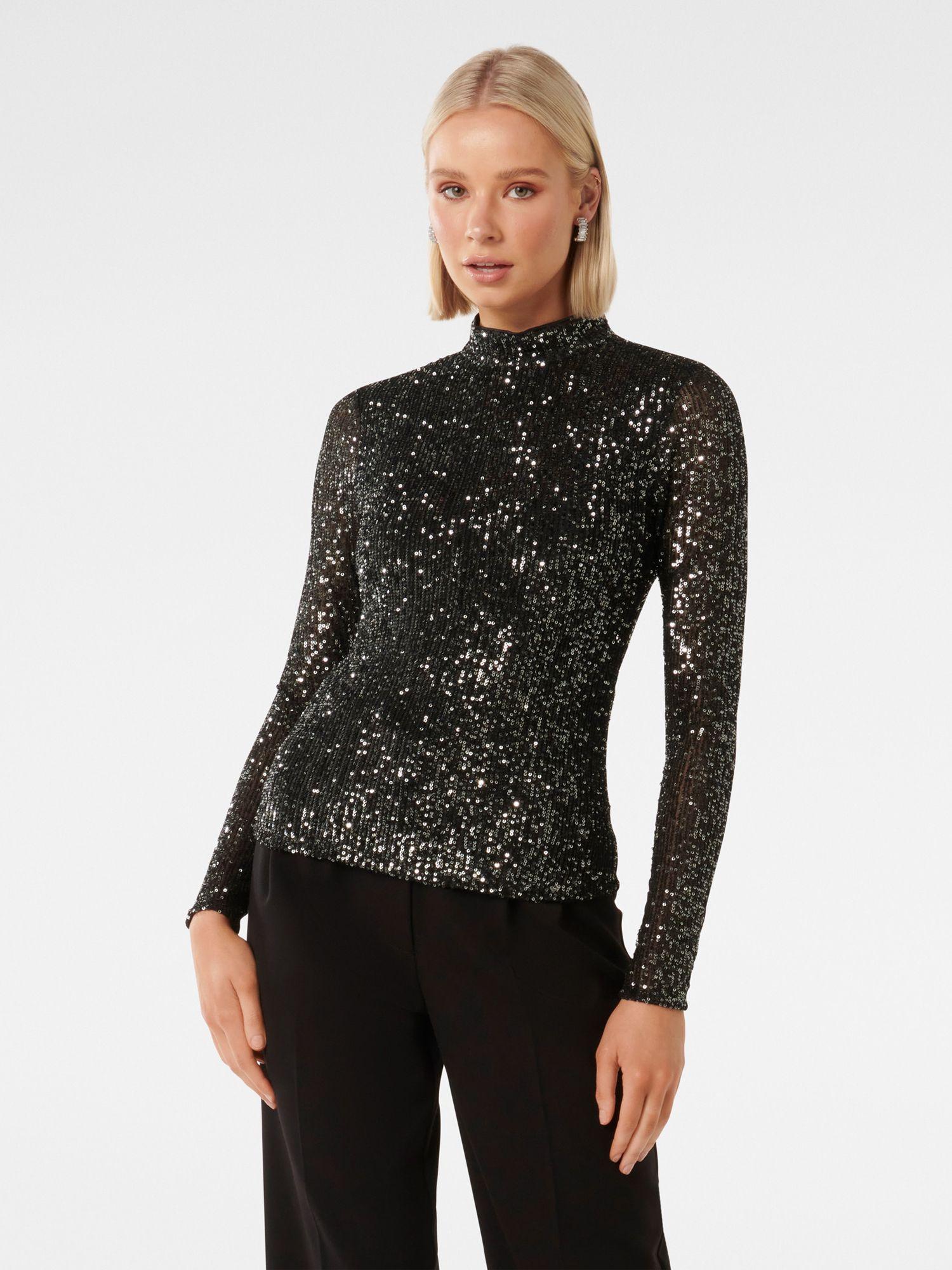 anthea high neck sequin top