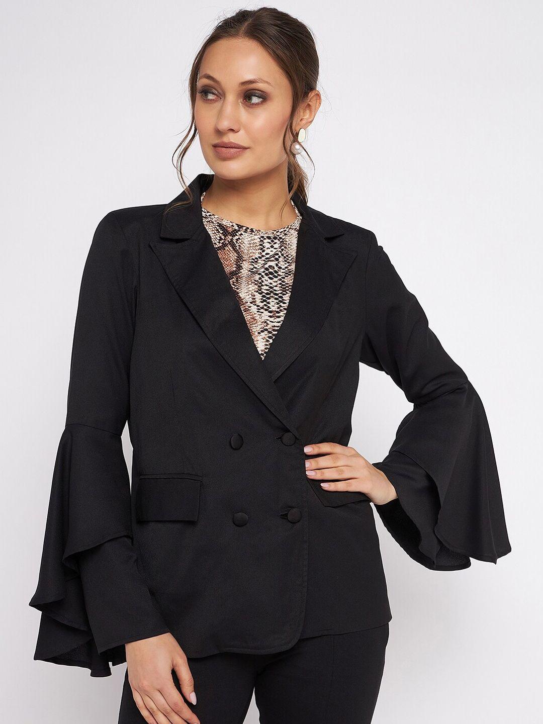 antheaa regular fit double-breasted bell sleeves blazer
