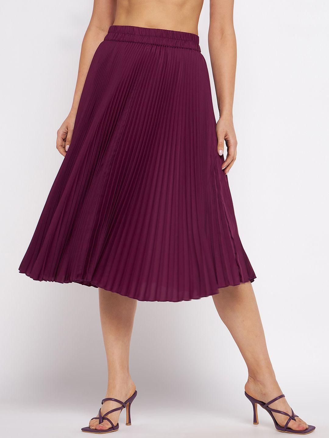 antheaa accordion pleated knee-length flared skirt