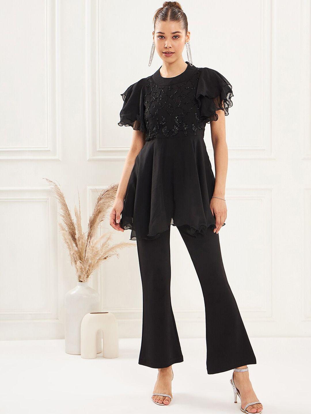 antheaa black embellished top & trouser